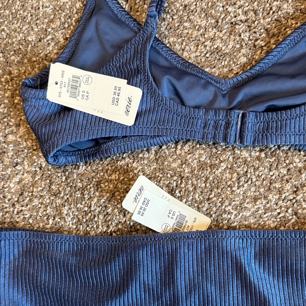 Aerie Beach Babe Shine Rib Voop Bikini Top with Full Coverage Bottom - Picture 5 of 5
